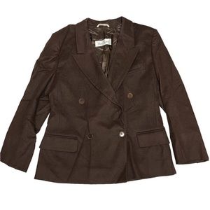 Max Mara Womens 8 Pure Wool Double Breasted Blazer Made In Italy Chocolate Brown